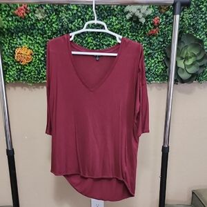 Express Deep Red Long Sleeve V-Neck Top